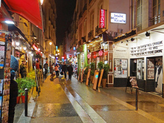 Restaurants de Saint-Michel, rue de la Huchette, Parigi